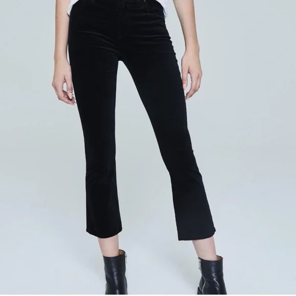 Ag Adriano Goldschmied The Jodi High-Rise Slim Flare Crop In Super Black velvet - Picture 3 of 6